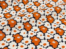 コットンこばやし 小さなもくもくフラワーのブロードプリントオレンジ