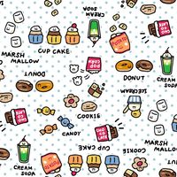 シーチングプリント FOOD YURU「ワイワイおかし柄」_拡大イメージ