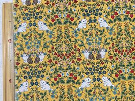 コットンキャンバスプリント「Cats Garden」マスタード