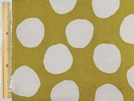 綿麻シーチングプリント「Smudged Polka Dots」マスタード