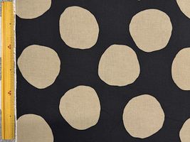 綿麻シーチングプリント「Smudged Polka Dots」ブラック