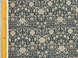 綿麻シーチングプリント「Botanical damask」ダークグリーン