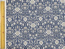 綿麻シーチングプリント「Botanical damask」ブルー