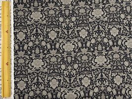 綿麻シーチングプリント「Botanical damask」ブラック×グレー