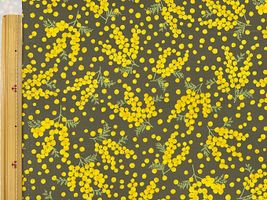 ミモザ舞うオックスプリントカーキグリーン