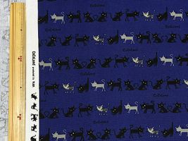 オックスプリントCoCoLand「ならぶ黒猫」ブルー