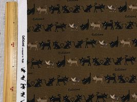 オックスプリントCoCoLand「ならぶ黒猫」ブラウン