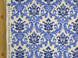 YUWA シーティングプリント「ダマスク」ブルー×濃ブルー