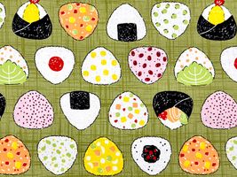 シーチングプリント「おにぎり屋さん」抹茶