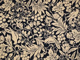 コットンこばやし お花と小鳥のツイルプリントブラック