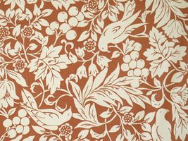 コットンこばやし お花と小鳥のツイルプリントダークオレンジ