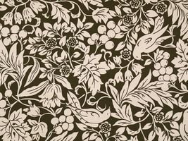 コットンこばやし お花と小鳥のツイルプリントブラウン