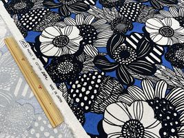 コットンこばやし 大花綿麻キャンバス アートフラワーネイビー地