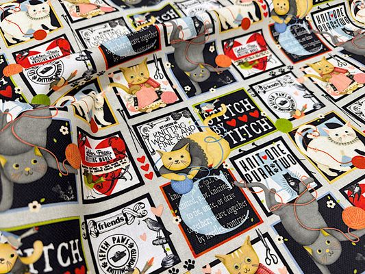 USAコットンシーチングプリント「NYAN&YARN」