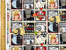 USAコットンシーチングプリント「NYAN＆YARN」マルチ