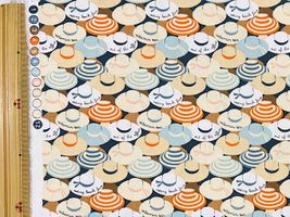 USAコットンシーチングプリント「Sun Hats」ネイビー系