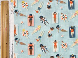 USAコットンシーチングプリント「Pool Party」ライトブルー