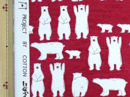 コットンこばやし プチくまさんの ツイルプリント赤