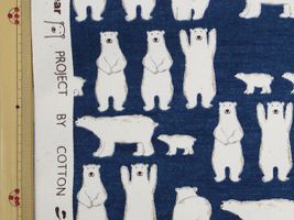 コットンこばやし プチくまさんの ツイルプリント紺