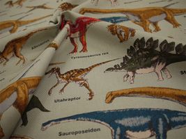 コットンこばやし ツイルプリント 恐竜のマーチグレー