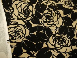 ツイルプリント アンティーク ローズシルエット黒