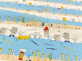 コットンこばやし綿麻キャンバスプリント「釣り猫 feat.チンアナゴ」_拡大イメージ