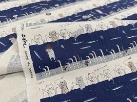 コットンこばやし綿麻キャンバスプリント「釣り猫 feat.チンアナゴ」_拡大イメージ
