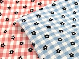 【現品限り特価】[フロッキー乱れあり]フラワーチェック_拡大イメージ