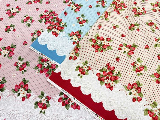 シーチングプリント un/no「Strawberry&Dot」