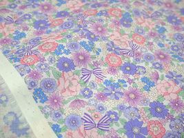 リボンと小花のブロードプリントラベンダー