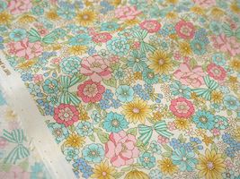 リボンと小花のブロードプリントミント