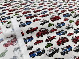 my piece of fabric クラシックな働く車のブロードプリント_拡大イメージ