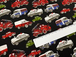 my piece of fabric クラシックな働く車のブロードプリント_拡大イメージ