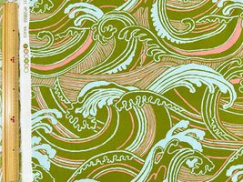 USAコットンシーチングプリント「Hawaiian Waves」グリーン