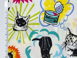 シーチングプリント un/no「Nyanko Graffiti」オフホワイト