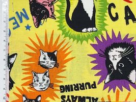 シーチングプリント un/no「Nyanko Graffiti」イエロー