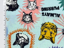 シーチングプリント un/no「Nyanko Graffiti」スカイブルー