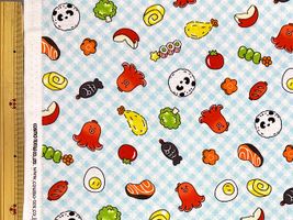 わくわくお弁当のシーチングプリントライトブルー