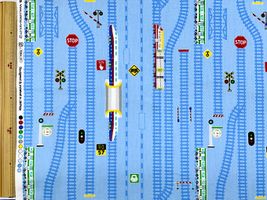 線路と電車のCBプリント水色