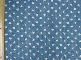 デニム調ダブルガーゼプリント「星」ブルー