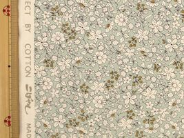 コットンこばやし 花柄ブロードプリントくすみグリーン