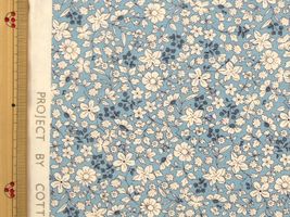 コットンこばやし 花柄ブロードプリントくすみブルー