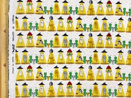 コットンこばやし綿麻キャンバスプリント「UFOにさらわれる猫」生成地(綿かす残し)