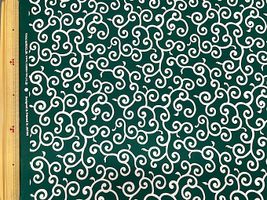 大きめモチーフの唐草シーチングプリント大緑
