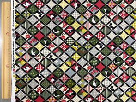 【現品限り特価】はちわれ福猫のシーチングプリント抹茶