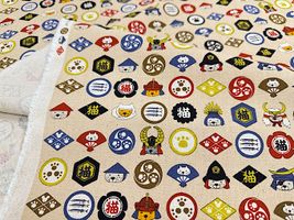 コットンこばやし綿麻キャンバスプリント「家紋！武者猫」_拡大イメージ