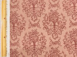 【現品限り特価】ロココ調綿麻キャンバスプリント「薔薇のレリーフ」レッド