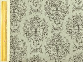 【現品限り特価】ロココ調綿麻キャンバスプリント「薔薇のレリーフ」グリーン