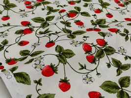 シンプルなイチゴ畑のオックスプリントオフ白地