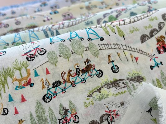 60ローンプリント「思い出のサイクリング」